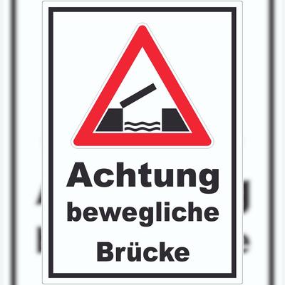 HB-Druck Aufkleber Achtung bewegliche Brücke A3 (297x420mm)