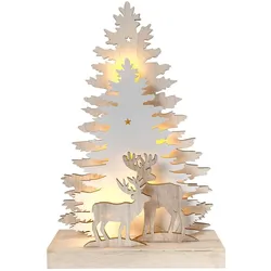 HTI-Living, Weihnachtsdeko, Beleuchtete Weihnachtsszene Rehe im Winterwald