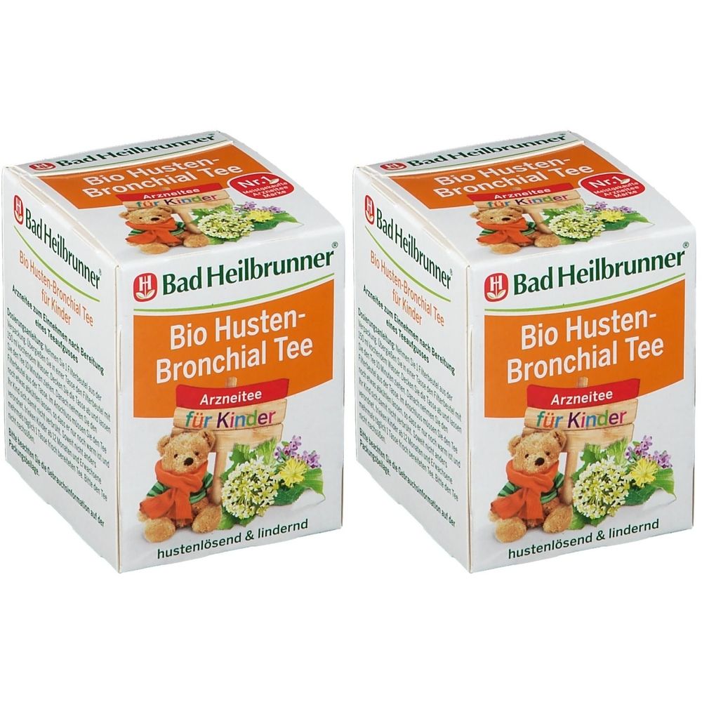 2x BAD Heilbrunner Bio Husten-Bronchial Tee für Kinder 2x8x1,5 g Filterbeutel