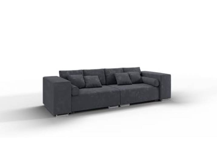 S-Style Möbel Freiham Sofa 5-Sitzer Mit Schlaffunktion für Wohnzimmer Couch Aus Mikrofasern Möbel Freistehende Polster Sofas & Couches Couchgarnitur Graphit 290 x 110 x 80 cm
