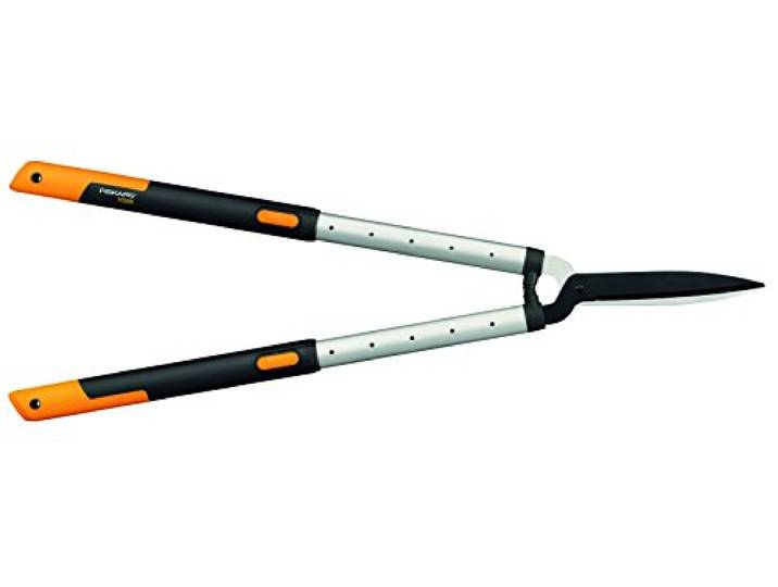 Fiskars Cisaille à haies télescopique SmartFit\, Revêtement antiadhésif\, Lames en Acier\, Longueur: 68-93 cm\, Noir/Orange\, HS86\, 1013565