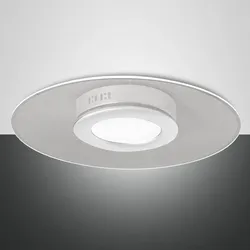 Angelica LED Deckenleuchte in Weiß mit runden flachen Acrylschirm von Fabas Luce