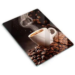 GLASPLATTE 40x52 cm Heiße Tasse Kaffee