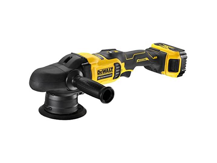 DeWalt DCM848P2-QW Polisseuse à Double action XR 18V 5Ah Li-Ion Brushless - 2 Batteries Jaune
