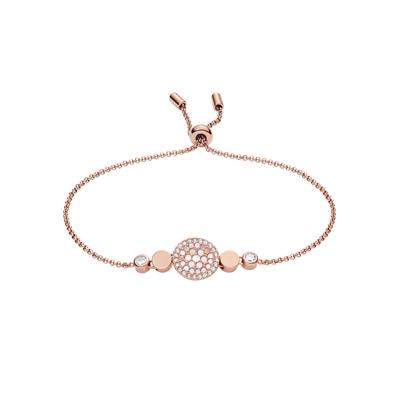 Edelstahlarmband FOSSIL "Schmuck Geschenk Edelstahl VAL MOSAIC DISC Vintage Glitz", rosa (roségoldfarben, rosa, kristallweiß, kristallweiß), Armbänder, Damen, 21,5cm, Edelstahl, Edelstahlarmband, mit Glasstein, mit Perlmutt