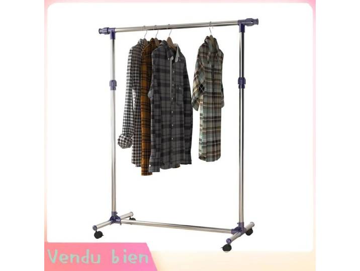 LIA Portant vêtements tringle réglable roulettes inox charge 25kg