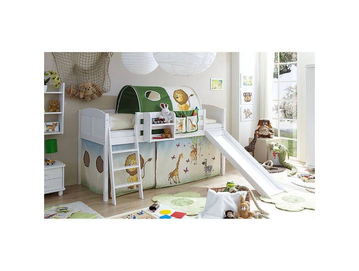 Spielbett Ekki Motiv 90 x 200cm Multicolor Kiefer massiv / Textil - Weiß / Bunt - Basismodell