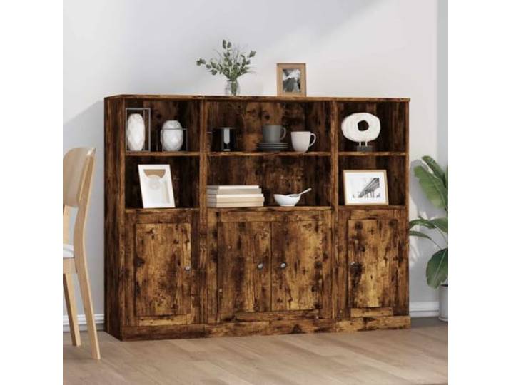 Elegante Highboards für den Wohnraum: Highboards in Weiß aus Holzwerkstoff mit viel Stauraum als langlebige für die Einrichtung, 3 Stück Set