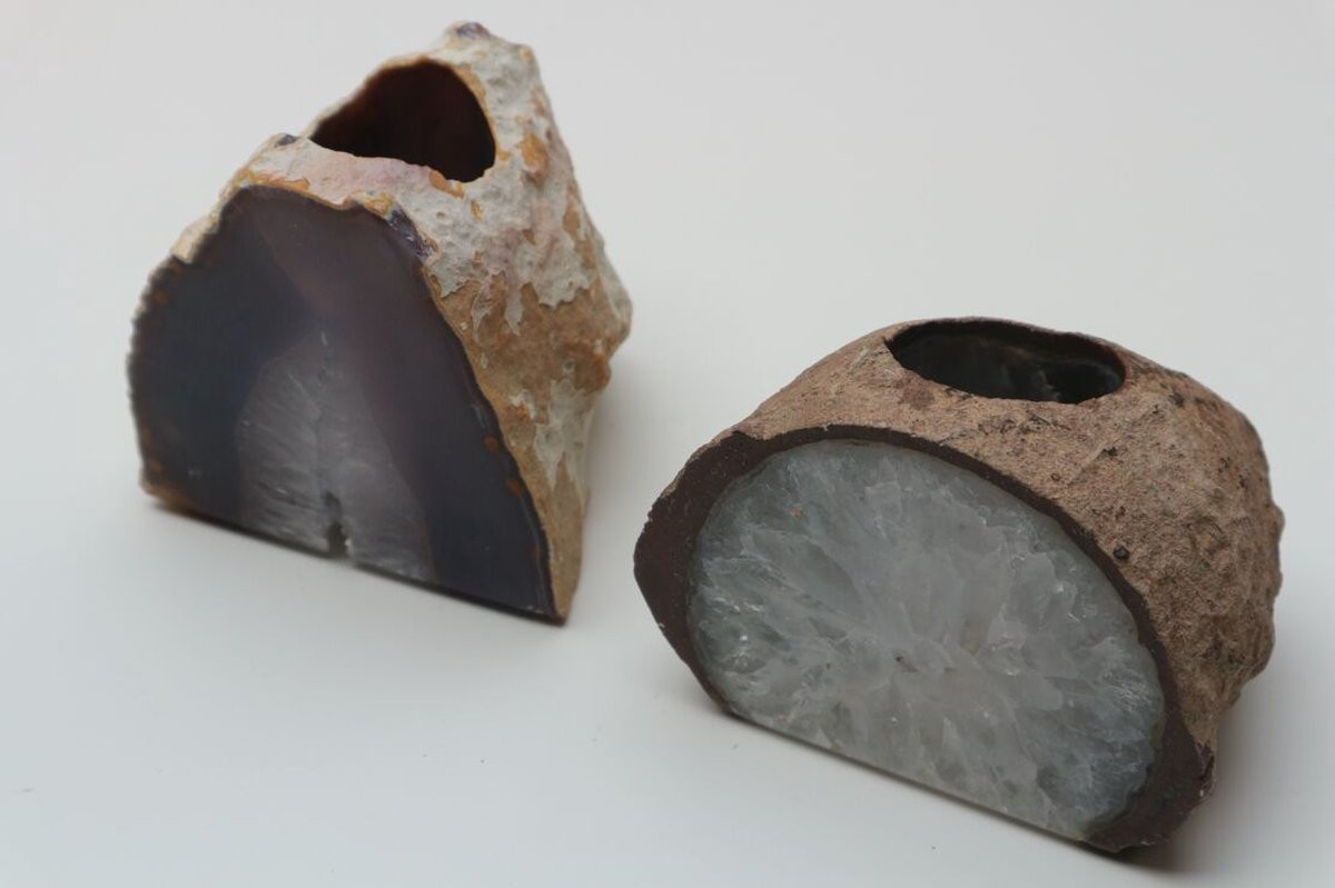 Natuurlijke Agaat Waxinelichthouder van Kwarts en Chalcedoon