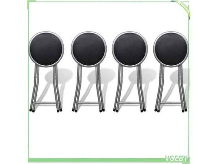 Tabourets pliables - V GEBY - Lot de 4 - Similicuir - Acier - Design contemporain