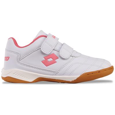 Hallenschuh LOTTO, Mädchen, Gr. 28, weiß (weiß, fr.pink), Synthetik, mehrfarbig, Schuhe Hallenschuh, - mit nicht-färbender Sohle