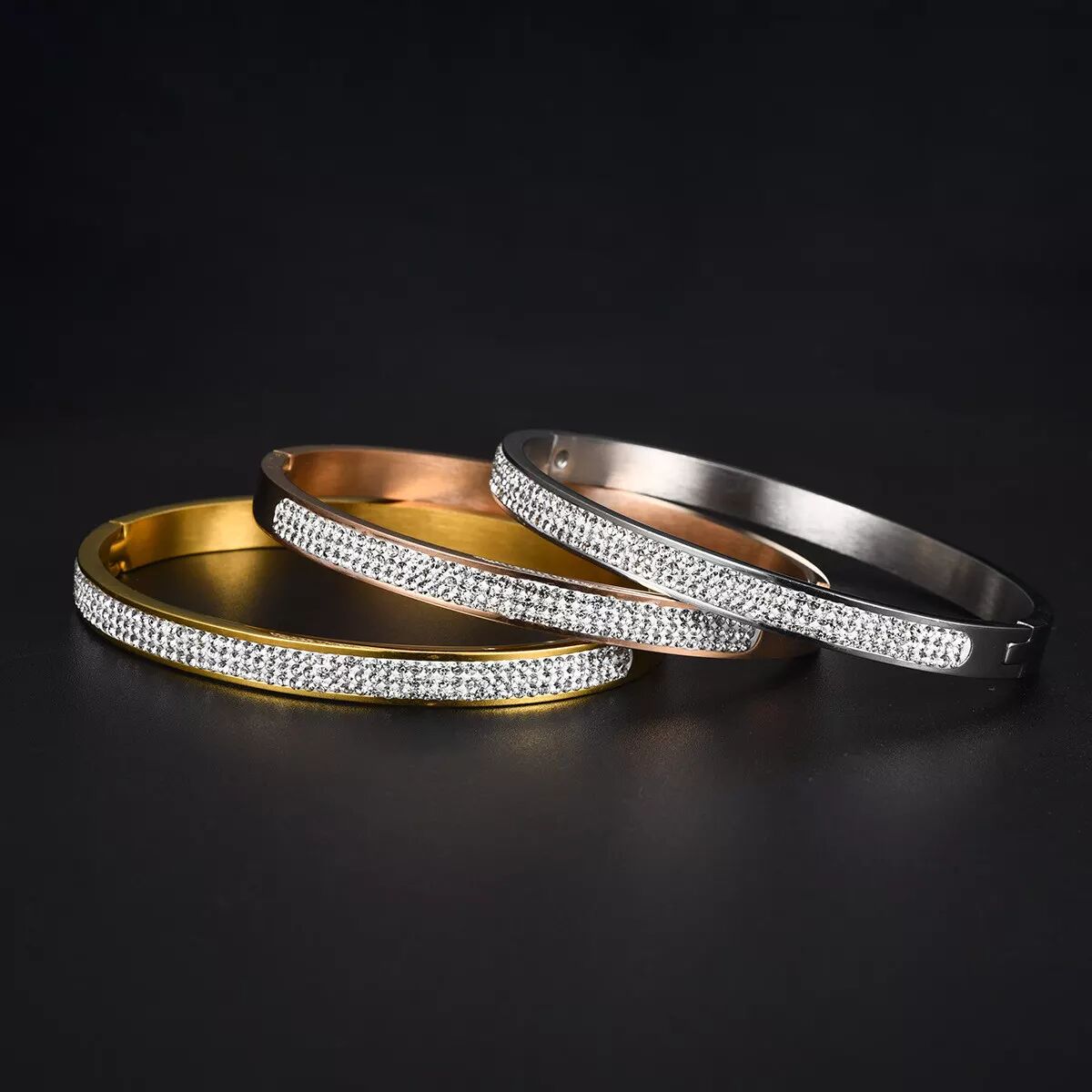 INF Bracelet en acier inoxydable et zircon