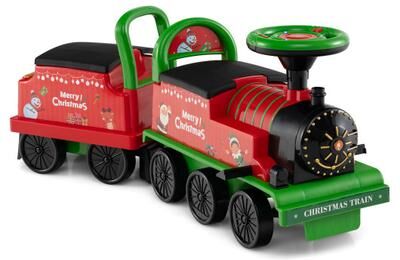 Costway 6V Ride on Train 2-Seater with Carriage and Flashing LED Lights-Green