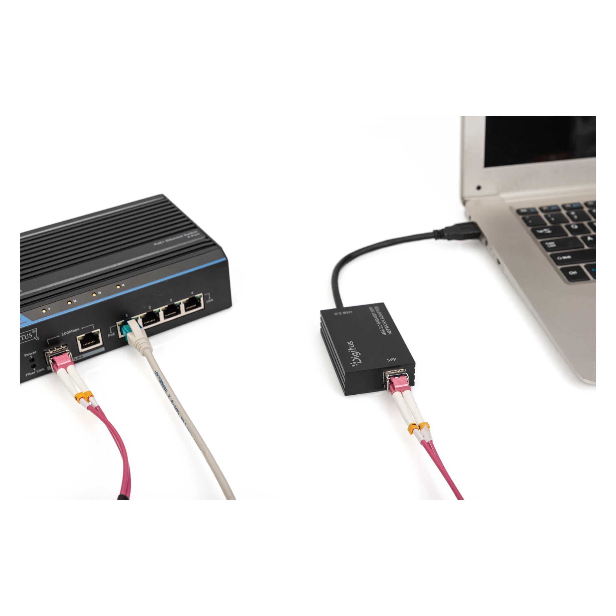 Digitus USB3.0 Gigabit SFP Netzwerk Adapter zusätzliches SFP Modul wird benötigt (DN-3026-1)