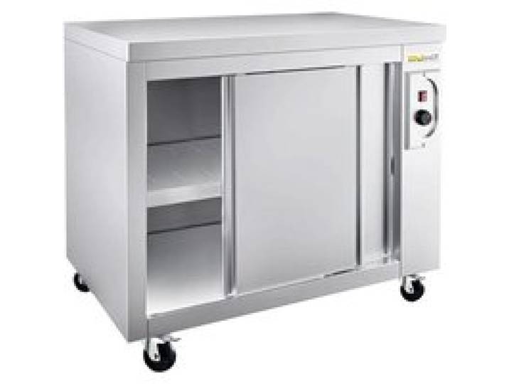 Meuble bas inox chauffant 1200x700 mm sur roulettes PREMIUM - GOLDINOX