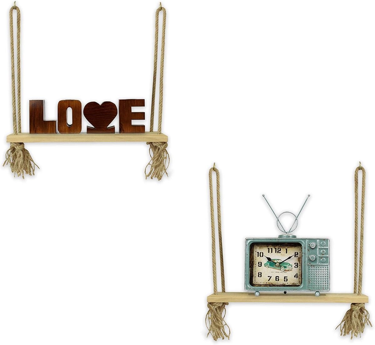 Rustieke Houten Wandplanken 2 Stuks - Decoratieve Zwevende Rekken voor Woonkamer, Keuken en Badkamer