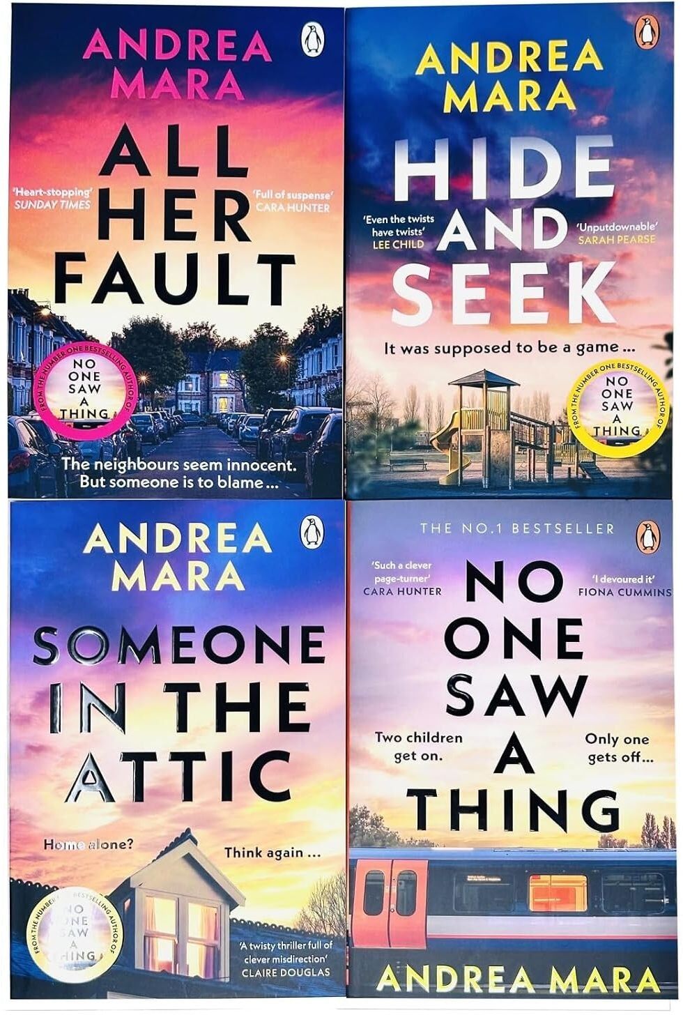 Penguin Andrea Mara Collection 4 Books Set (No One Saw a Thing, Someone in the Attic, Hide and Seek and All Her Fault)