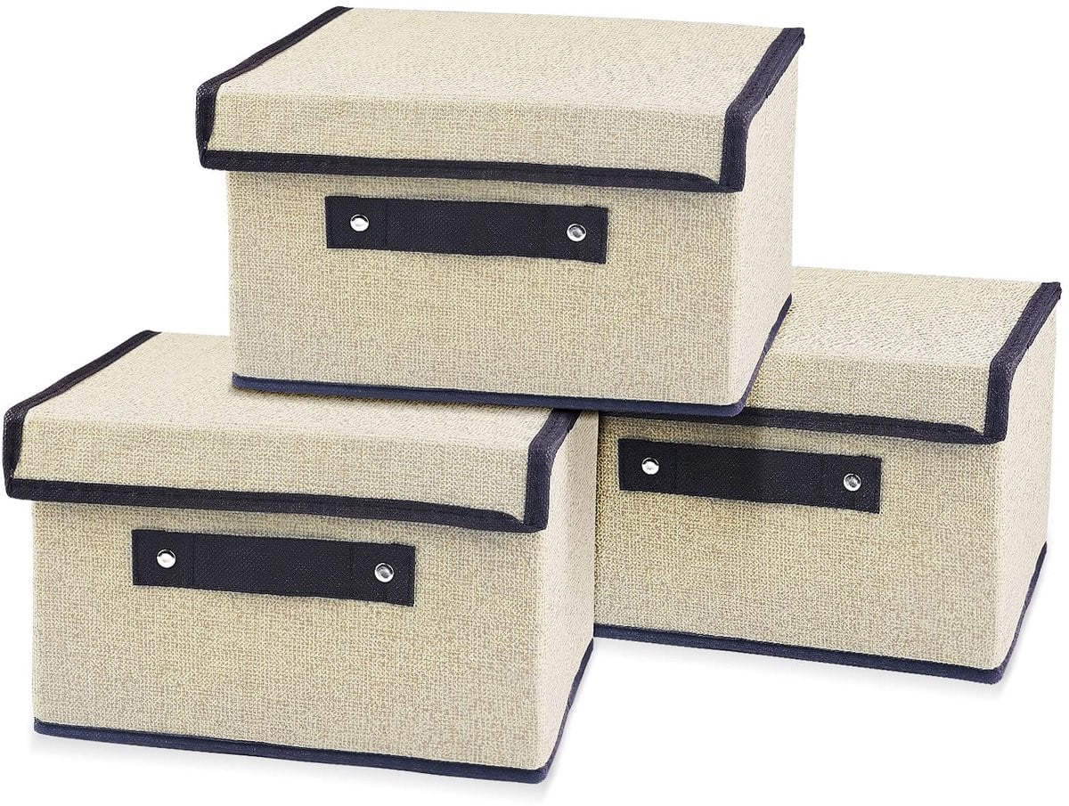 Allecto Opbergdozen 3-delige set - Wit - Opvouwbaar textiel - Voor kleding en speelgoed