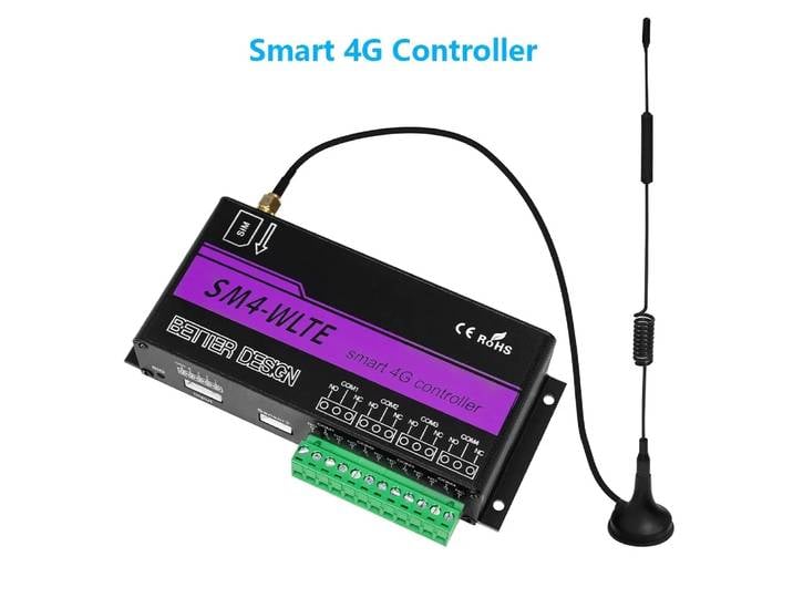 4G Intelligent Télécommande Commutateur SM4-WLTE SMS Température et Humidité Contrôle persévérance citations Contrôleur 101Garage Ouvre-porte