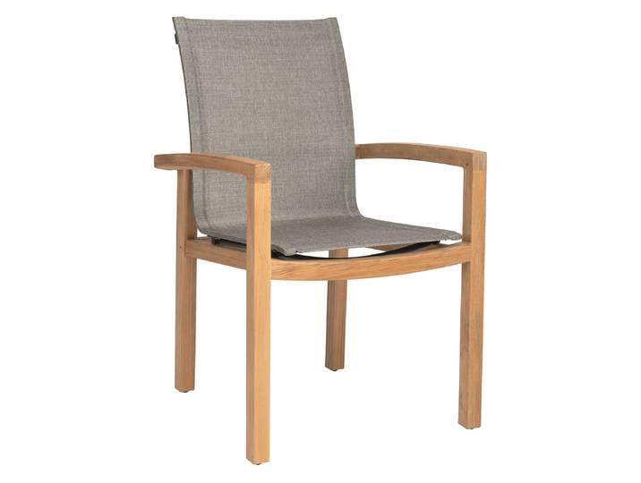 Stern Teak Dining Sessel Leah Bezug Textilen Leinen grau