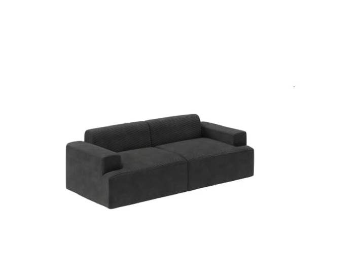 skølm Freki Cloud Couch aus Cord, 2-Sitzer, 2 Kissen, Vollschaumsofa Polstersofagarnitur, Schwarz, Vollschaumcouch mit Vakuum-Kompression, 230 cm breit, kein Aufbau erforderlich, Wohnzimmersofa