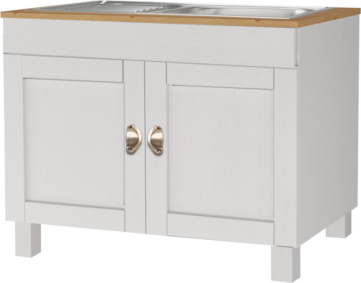 Notio Living Toscana Wastafelkast - Wit/Honing Grenen