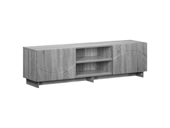 HGFDVCMR TV Board Sonoma Grau 140x34.5x40 cm Holzwerkstoff Fernsehtisch Praktisches TV Board in Sonoma-Grau aus Holzwerkstoff mit 2 Türen für Media Player im Wohnzimmer oder Schlafzimmer.