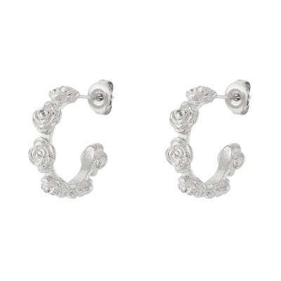 Paar Creolen ADELIA´S "Ohrringe Creolen mit Blumenmotiv aus Edelstahl, 1 Paar", Damen, Gr. Damen, Edelstahl, silber (silberfarben), Ohrringe, Modeschmuck-Creolen mit Blumenmotiv, trendig gestaltet