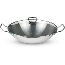 Fissler Wok mit Glasdeckel Kunming Ø 36 cm Edelstahl Silber