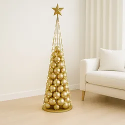 Deko-Baum MCW-O91, Weihnachtsbaum Schmuckbaum Weihnachtsdeko Christbaum zum Beschmücken, Metall 160cm ~ goldfarben