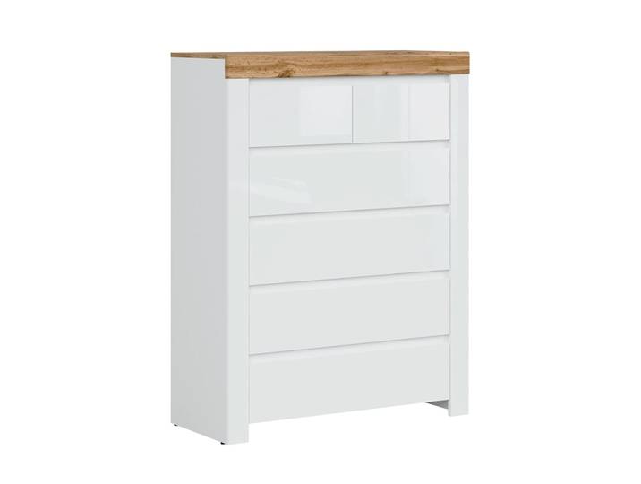 Commode 6 tiroirs blanche et naturelle