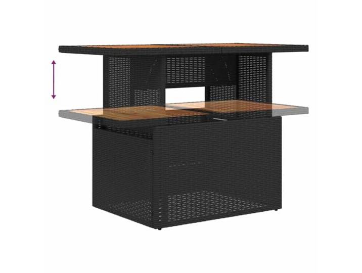 Essset aus Polyrattan für Garten 9 St. Schwarz und Braun Modulares Arrangement, Sitzfächer, Akazien-Tischplatte, UV-Polyrattan, pulverbeschichteter Stahlrahmen