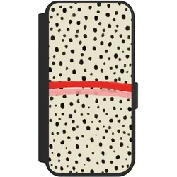 Nivocase Klapphülle für Apple iPhone 14 Pro Handyhülle aus Kunst Leder NIVOflip schwarz Kunst Punkte (Apple iPhone 14 Pro), Smartphone Hülle, Schwarz