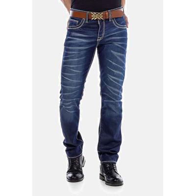 Slim-fit-Jeans CIPO & BAXX "Jeans", Herren, Gr. 30, Länge 32, blau (dunkelblau), 99% Baumwolle, 1% Elasthan, unifarben, slim fit lang, Jeans Slim-fit-Jeans, mit scharfen Waschdetails, CD-471