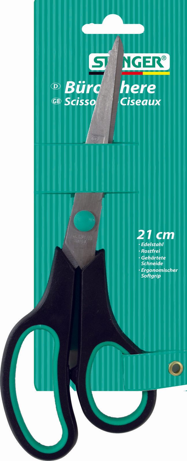 STANGER Büroschere stainless, schwarz-grün 340101
