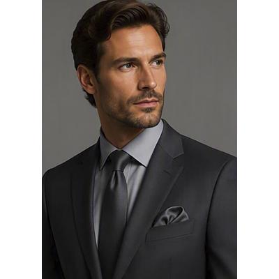 Krawatte BRUNO BANANI, Herren, grau, Satin, Kunstfaser, leicht glänzend, unifarben, Krawatten, inklusive Einstecktuch