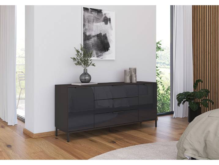 Buffet Flipp Verre avec structure 72 cm 160cm Gris/Gris
