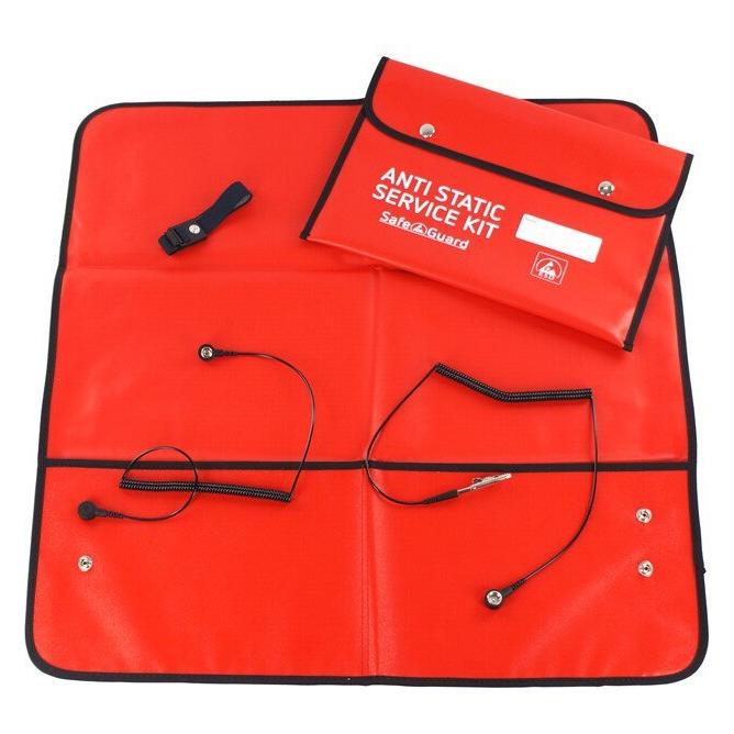 Safeguard ESD-Service Kit, Arbeitsmatte, einfache Krokodilklemme, Vinyl, rot, 610 x 610 mm (Statikschutz) (SG-SKIT-RO-KR)