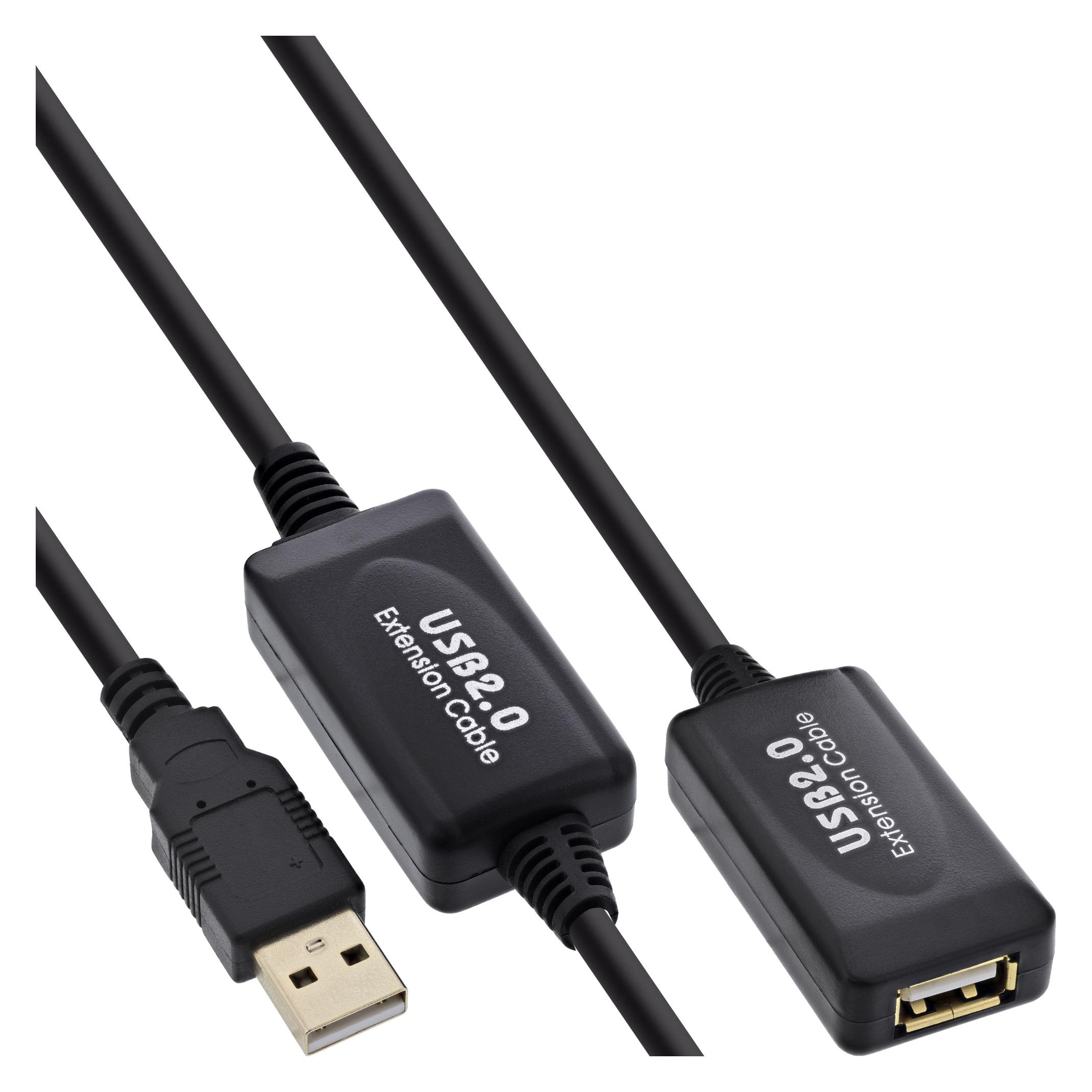 InLine USB 2.0 Aktiv-Verlaengerung 25m mit Signalverstaerkung / Repeater Stecker A an Buchse A 25m (USB 2.0) (34614I)