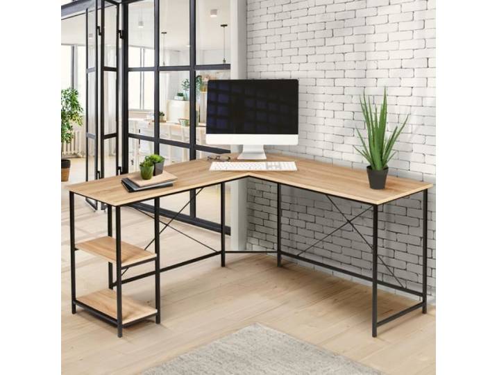 IDMARKET Bureau d'angle en forme de L DETROIT design industriel