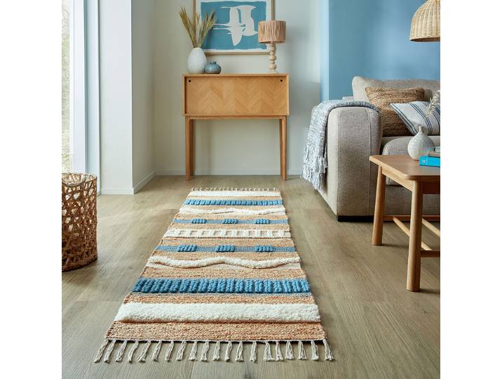 Läufer Medina Blocks 60 x 230cm Blau/Hellblau