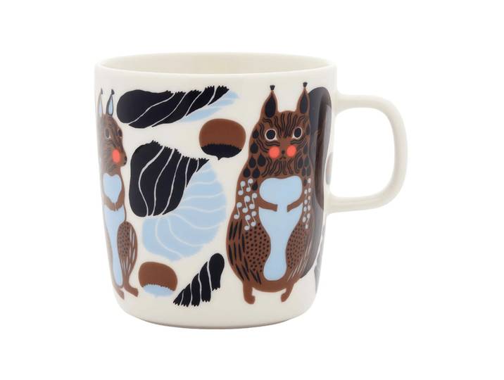 Marimekko Kurre mug tasse 40 cl White-brown-black-light blue