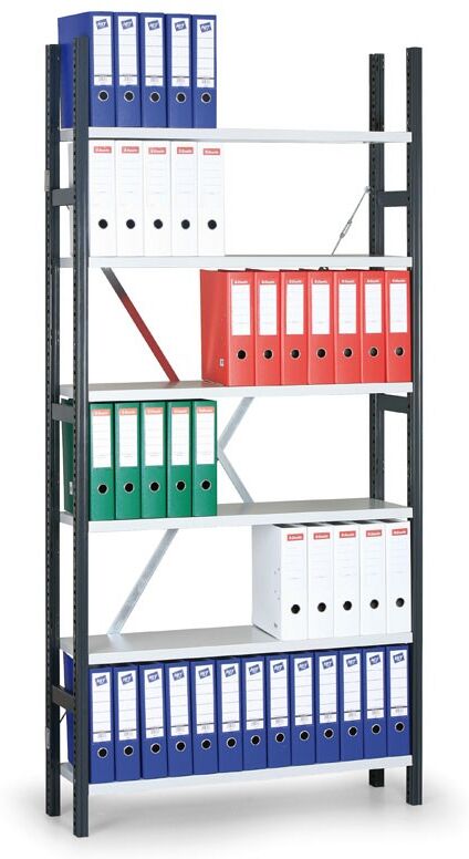 B2B Partner Aktenregal Variant, 2190 x 1240 x 300 mm, Regalböden grau, Grundregal