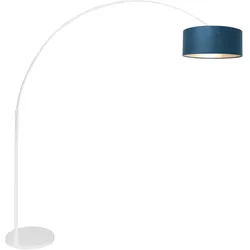 Stehleuchte Standlampe Bogenleuchte Wohnzimmerlampe Velours Blau Weiß H 180 cm
