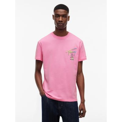 T-Shirt TOMMY JEANS "TJM REGULAR CITY SIGNATURE", Herren, Gr. 4XL, pink (pink daisy), Single Jersey, Obermaterial: 100% Baumwolle, regular fit normal, Shirts T-Shirt, mit Tommy-Signatur-Logo auf dem Rücken