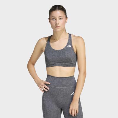 Sport-BH ADIDAS PERFORMANCE "OPTIME ESSENTIALS WORKOUT HEATHER MEDIUM SUPPORT SPORT-BH", Damen, Gr. S, N-Gr, grau (grau four mel), Obermaterial: 85% Polyester, 15% Elasthan, BHs Sport-BH, ohne Bügel, mit climacool Technologie, aus Polyester
