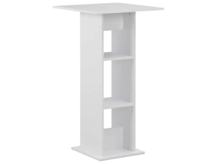 Roanoer Bartisch Weiß 60x60x110 cm Stehtisch mit 2 Ablagen Kompakter Bistrotisch für Küche und Esszimmer mit zwei offenen Fächern für Gläser und Gewürze auf kleinem Raum.