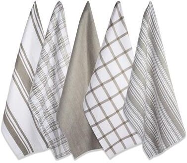Design Imports Assorted Woven Dishtowel Set of 5 (28 inches long x 18 inches wide)