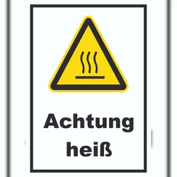 HB-Druck Achtung heiß Schild A6 Rückseite selbstklebend