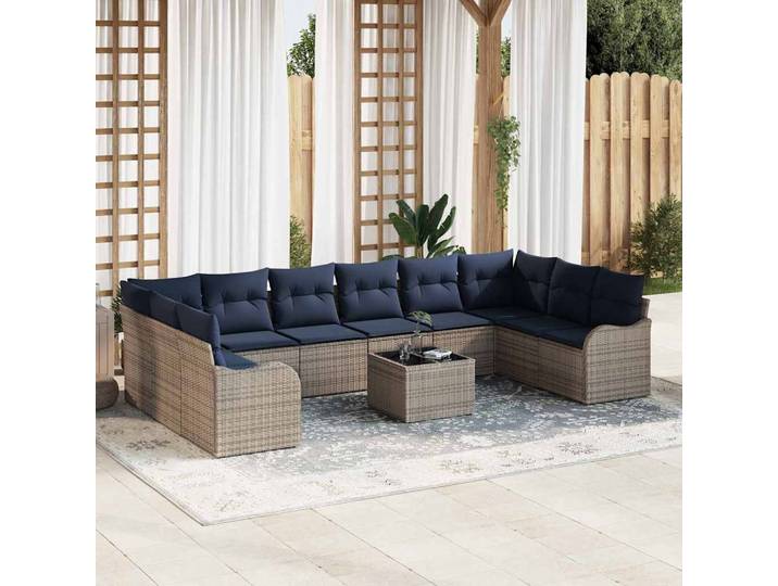 vidaXL Sofa Set 11 stk. Grau Polyester